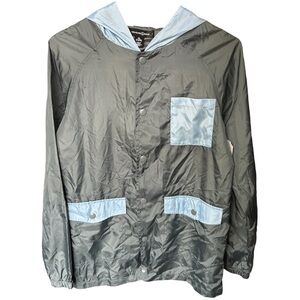 Treasure & Bond Gray Light Blue Hooded Girl Boy Windbreaker Jacket Size XL 14/16